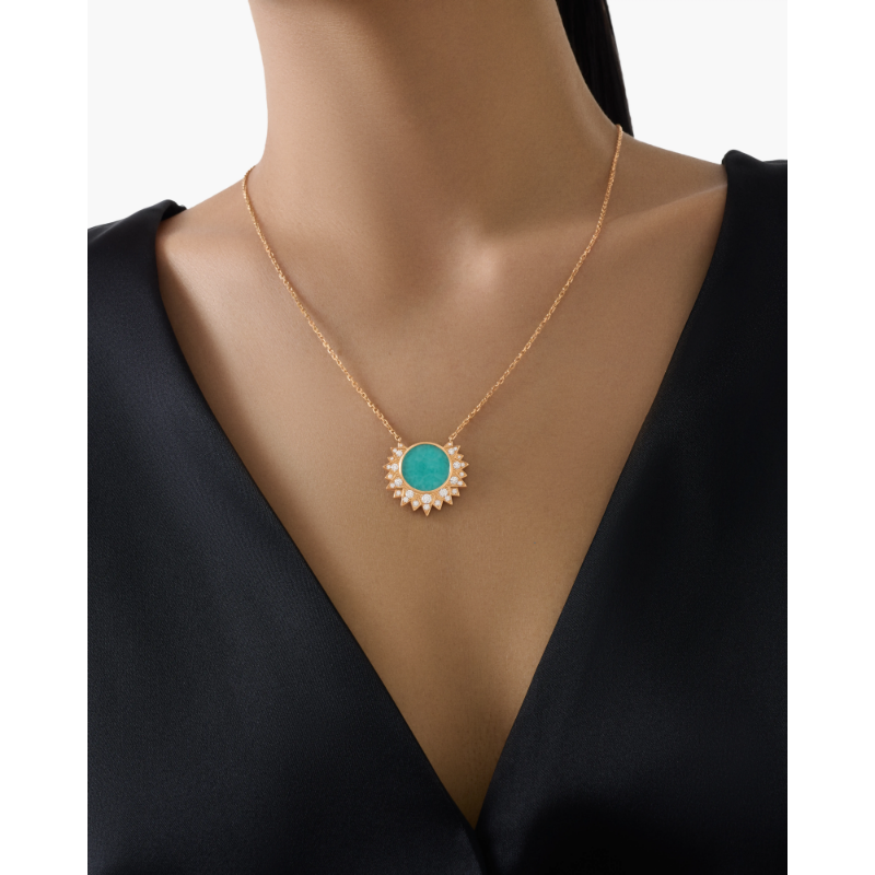 Resim Piaget Rose Gold Amazonite Diamond Pendant