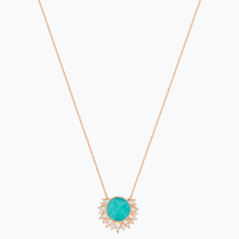 Resim Piaget Rose Gold Amazonite Diamond Pendant