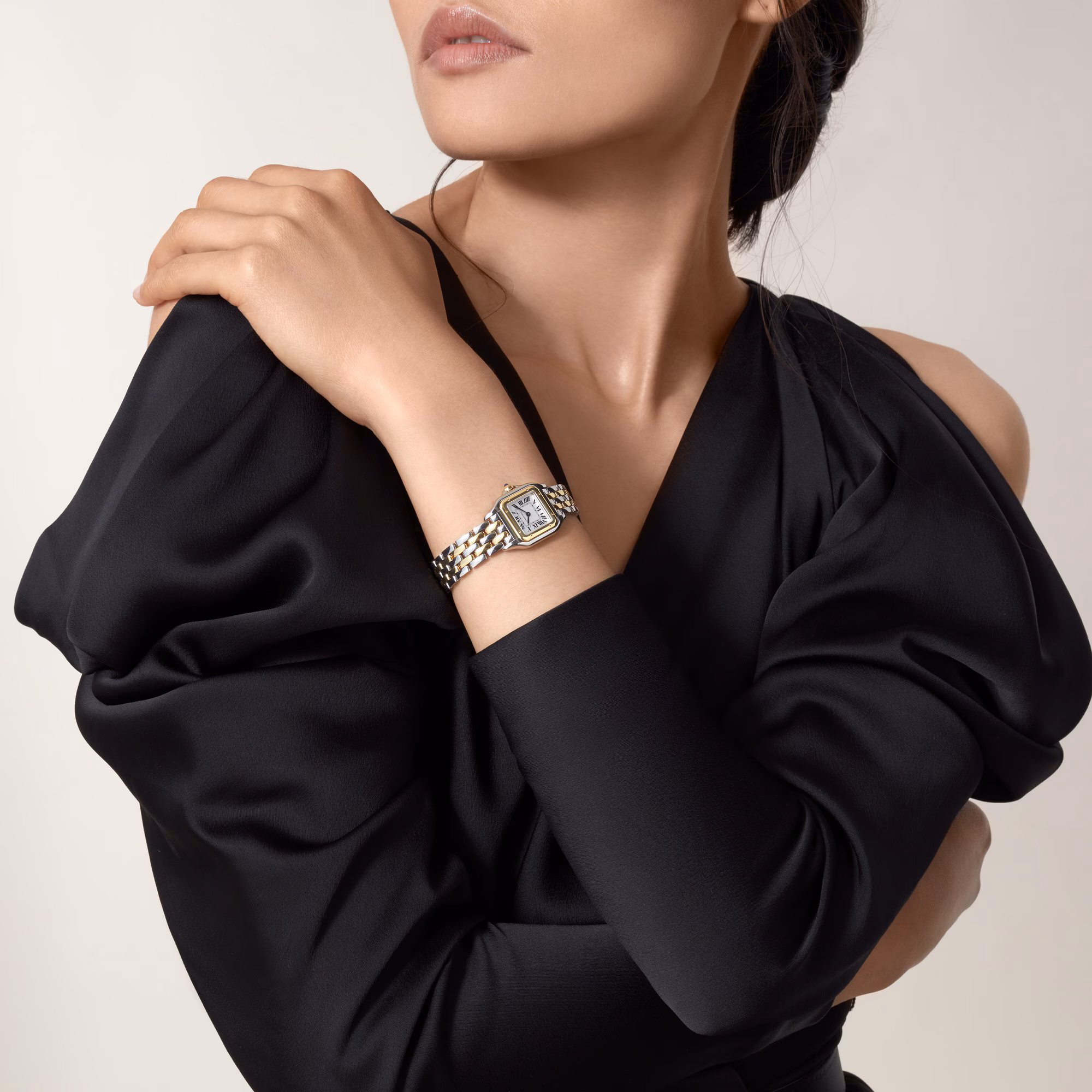 Picture of PANTHÈRE DE CARTIER - GOLD AND STEEL QUARTZ SMALL