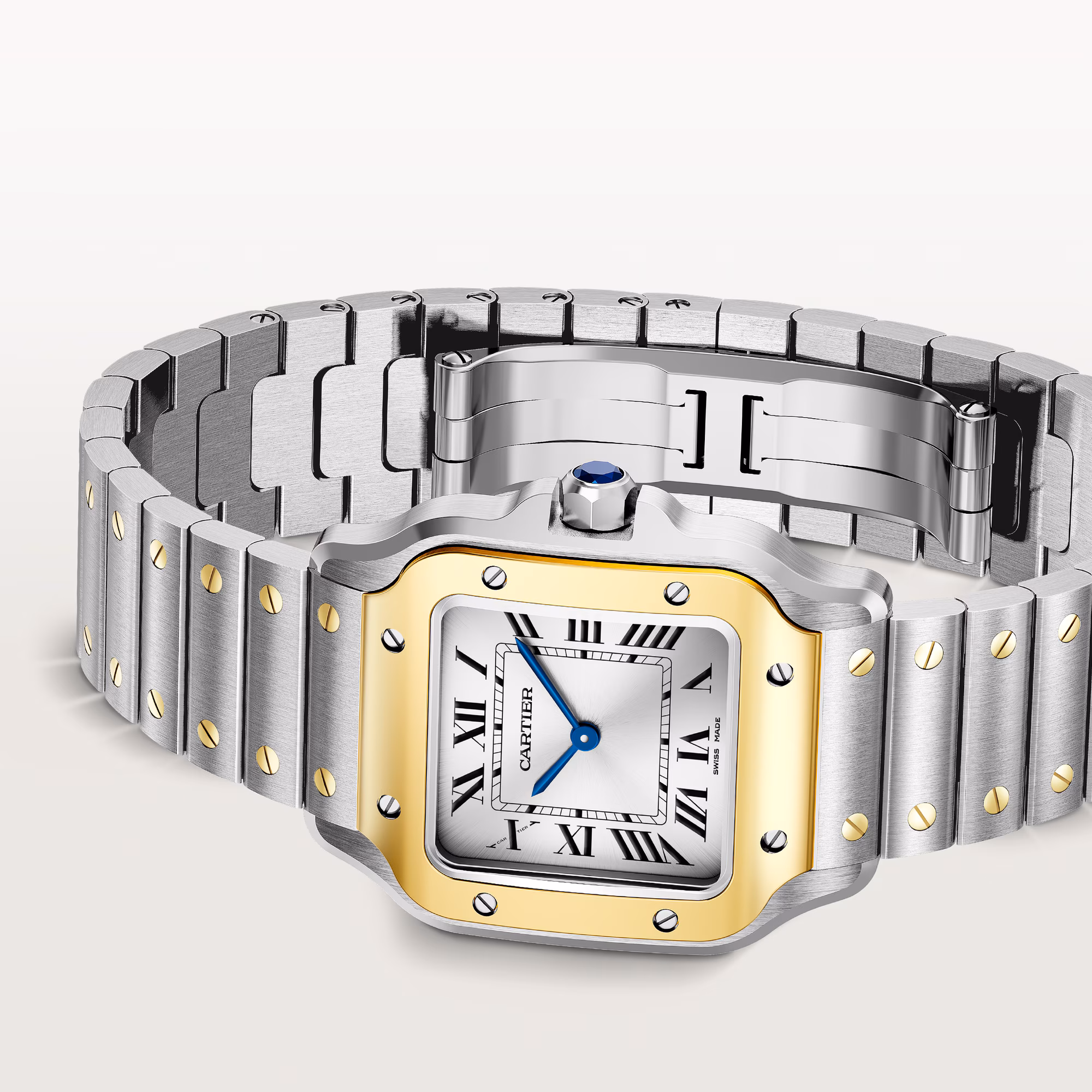 Picture of SANTOS DE CARTIER - YELLOW GOLD & STEEL AUTOMATIC SMALL